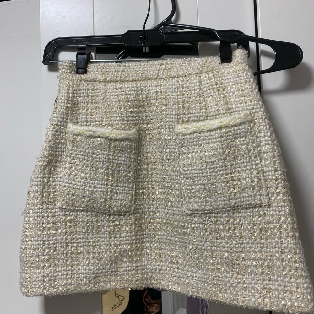 Chanel like Cream Tweed Skirt